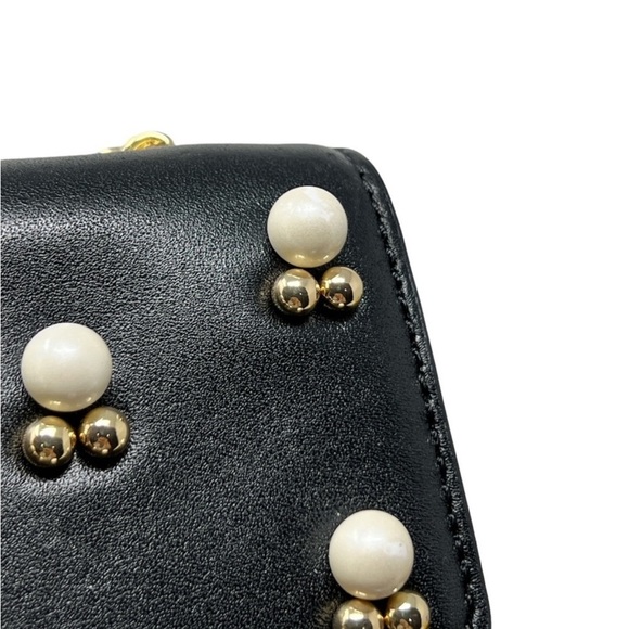 SANDRO Lou PM Black Leather Pearl Embellished Mini Leather Chain Bag - Picture 10 of 15